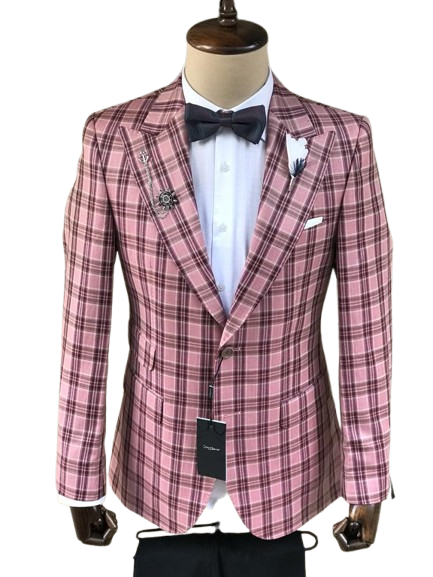 Diecapri Rosé Check Blazer – Signature Charm Edition