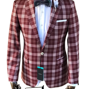 Diecapri Wine Check Blazer – Red Carpet Chief Edition