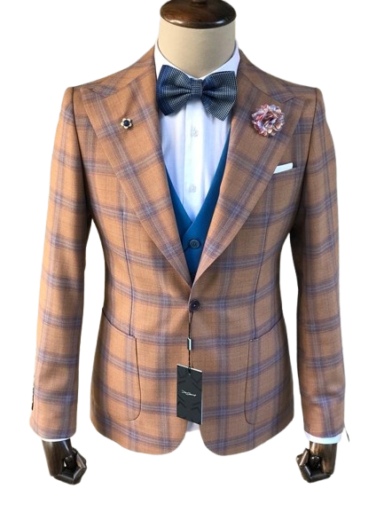 Diecapri Camel Check Blazer – Soft Don Edition