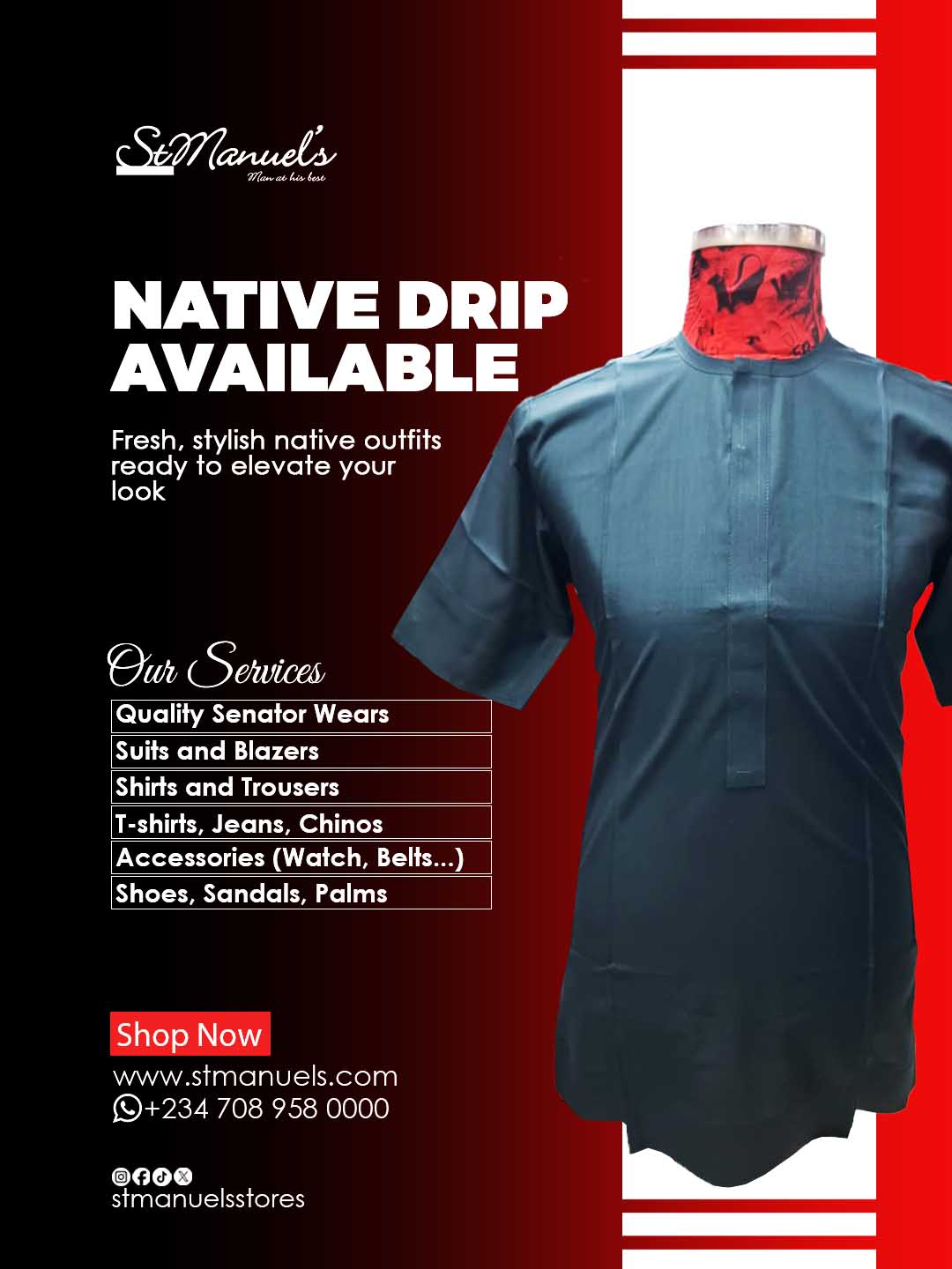 St Manuels Dark Charcoal Native Wear for Men – Minimalist Senator Style