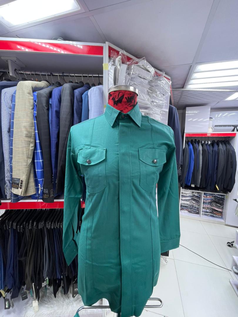 St Manuels Premium Emerald Green Long Sleeve Native Shirt – Executive Luxe Edition