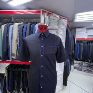 St Manuels Black Textured Native Wear for Men with Blue Accent – Modern Senator Style