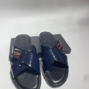 St Manuels Navy Blue Luxury Cross-Strap Slides for Men – Premium Casual Comfort