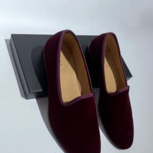 St Manuels Luxury Burgundy Velvet Loafers – Classic Slip-On Elegance