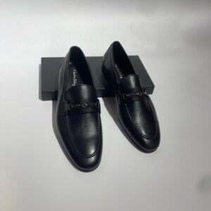 St Manuels Luxury Black Textured Bit Loafers – Premium Slip-On Classic