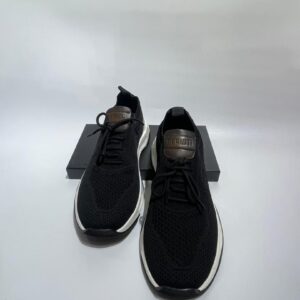 St Manuels Luxury Black Knit Sneakers – Premium Comfort Runner, top view