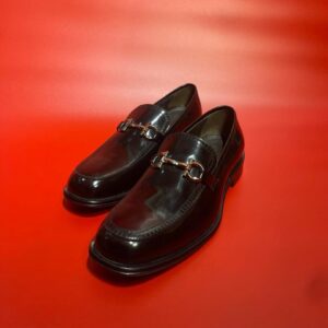 St Manuels Luxury Burgundy Gloss Leather Bit Loafers – Premium Slip-On